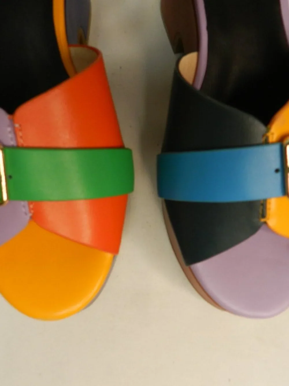 Charlotte Stone Raf Leather Color-block Platform Heels Sandals NEW Size Sz 7
